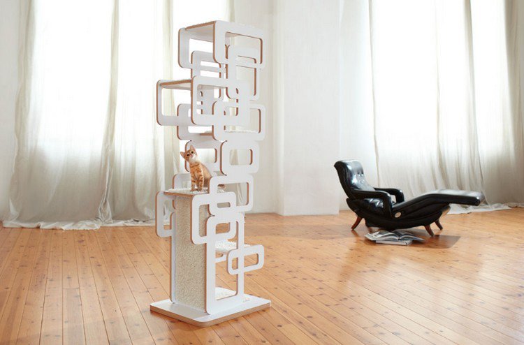 arbre a chat design blanc